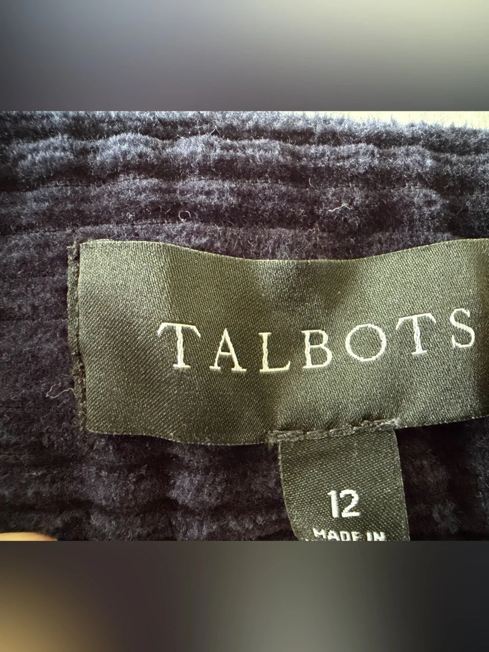 Talbots Navy Blue Corduroy Pencil Skirt